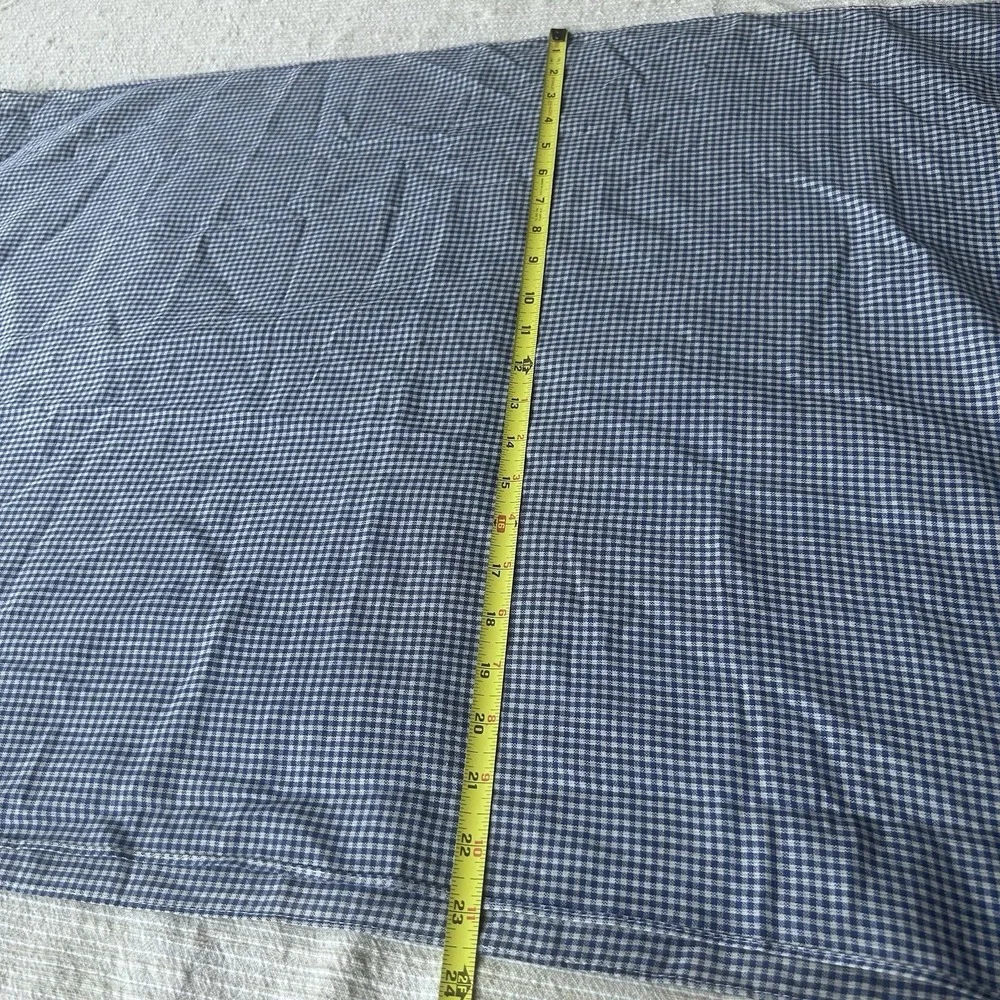 NWT blue/white Gingham Cotton Scarf Bright Yellow Lace Embroidered Ends